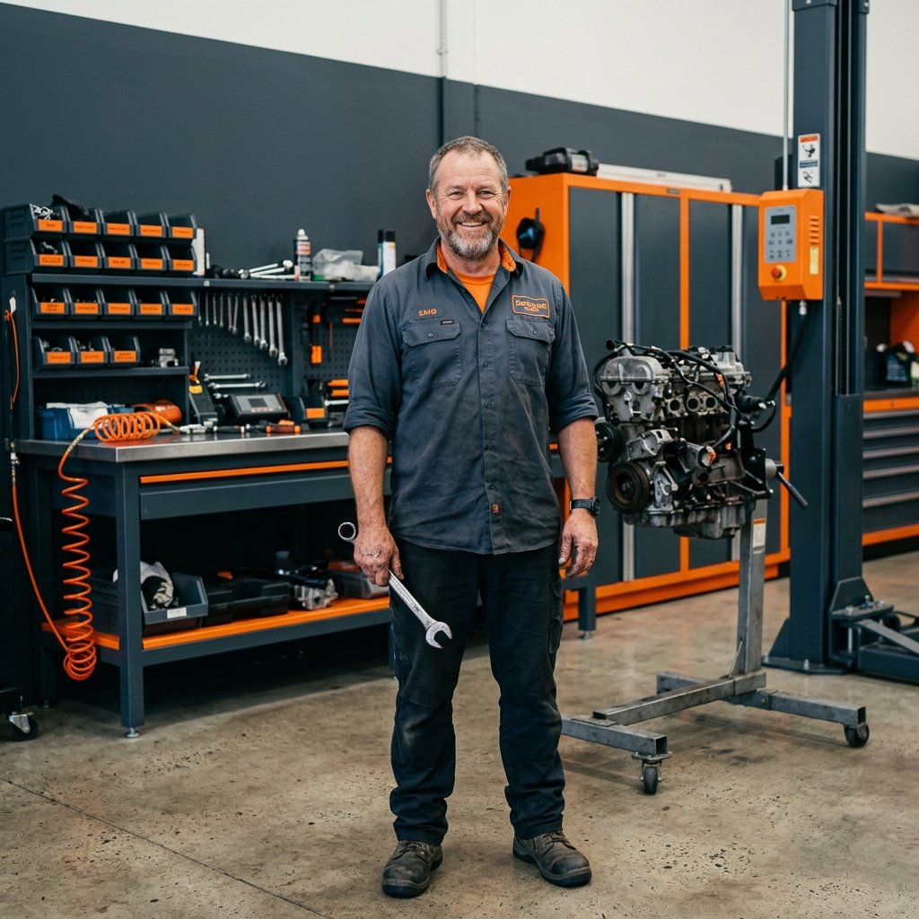 Flying Wrench Small Engine Mechanic Working